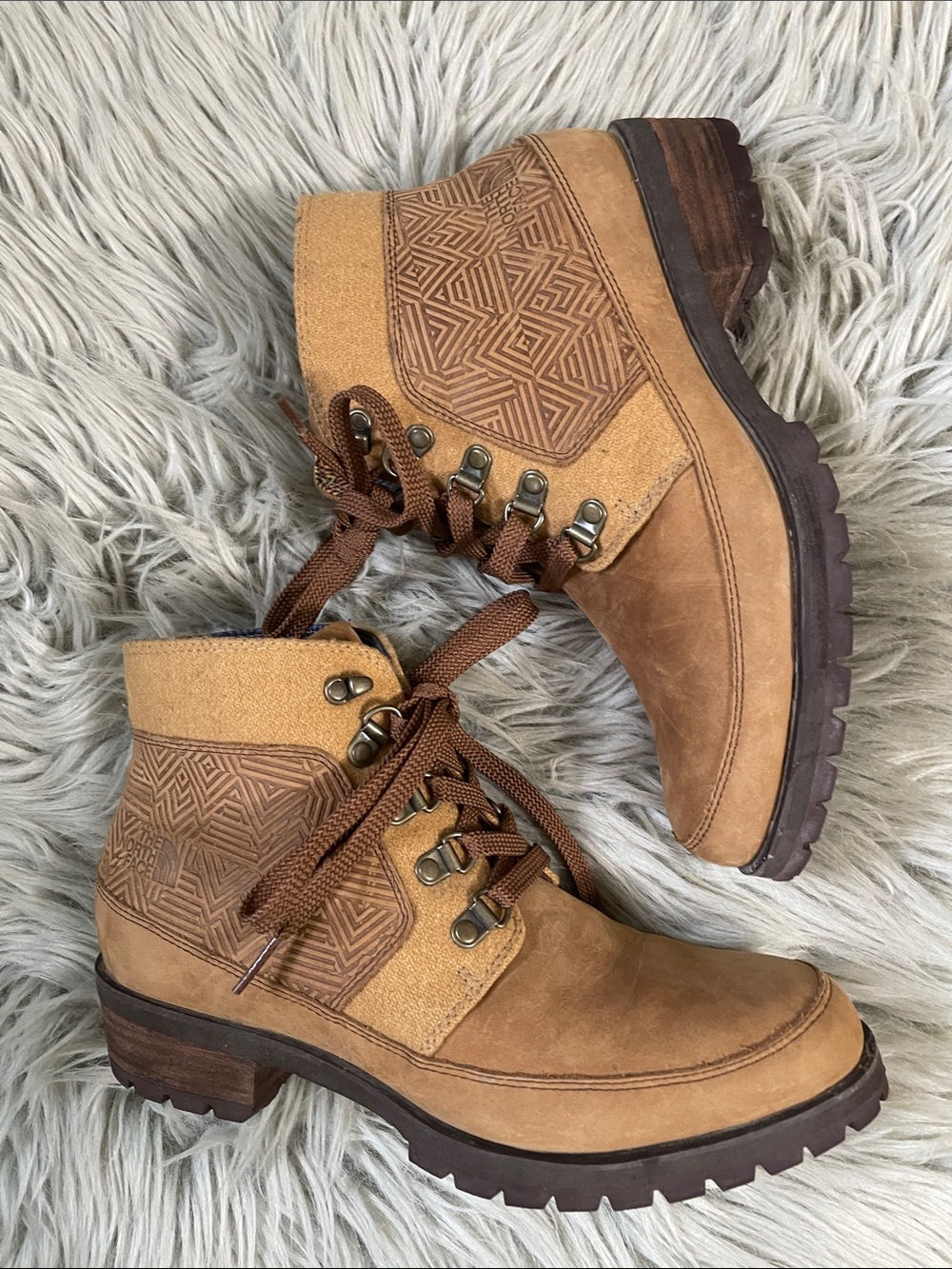 The North Face Tan Suede Lace-Up Hiking Boots